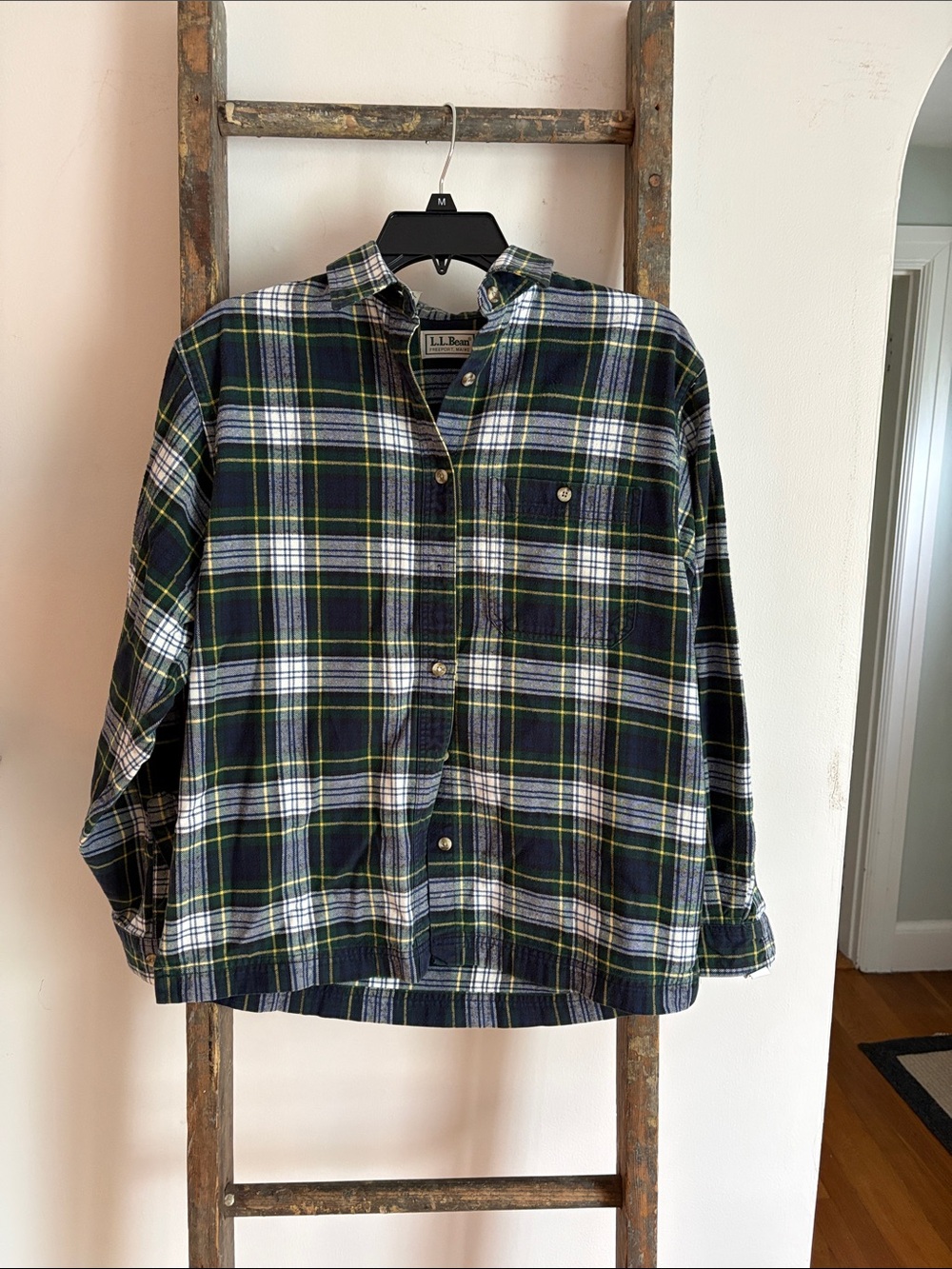 L.L. Bean S Green Plaid Button-Front Flannel Shirt